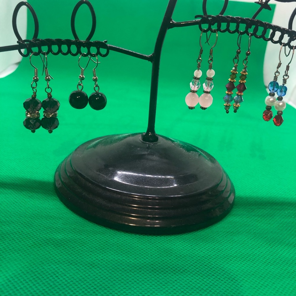 5 Pairs PIERCED DROP/DANGLE BEADED EARRINGS